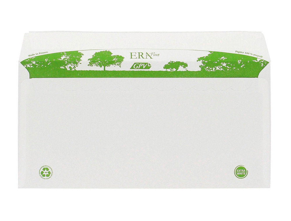 ENVELOPPE GPV DL BANDE DE PROTECTION 80G RECYCLES       110X220 BLANCHE BOITE DE 200