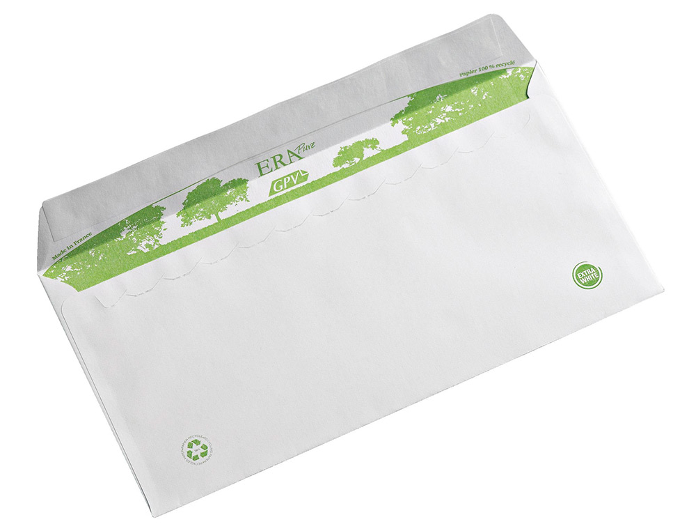 ENVELOPPE GPV DL BANDE DE PROTECTION 80G RECYCLES       110X220 BLANCHE BOITE DE 200