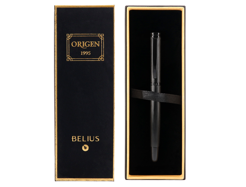ROLLER BELIUS ORIGEN ALUMINIUM BROSSE ENCRE NOIRE  COLORIS NOIR DANS COFFRET     CADEAU