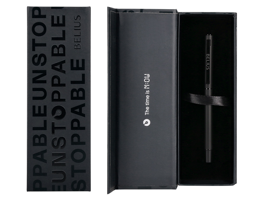 ROLLER BELIUS UNSTOPPABLE MONOCHROME ALUMINIUM ENCRE    NOIRE COLORIS NOIR DANS       COFFRET CADEAU