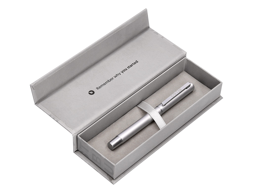 ROLLER BELIUS UNSTOPPABLE MONOCHROME ALUMINIUM ENCRE    NOIRE COLORIS ARGENT DANS     COFFRET CADEAU
