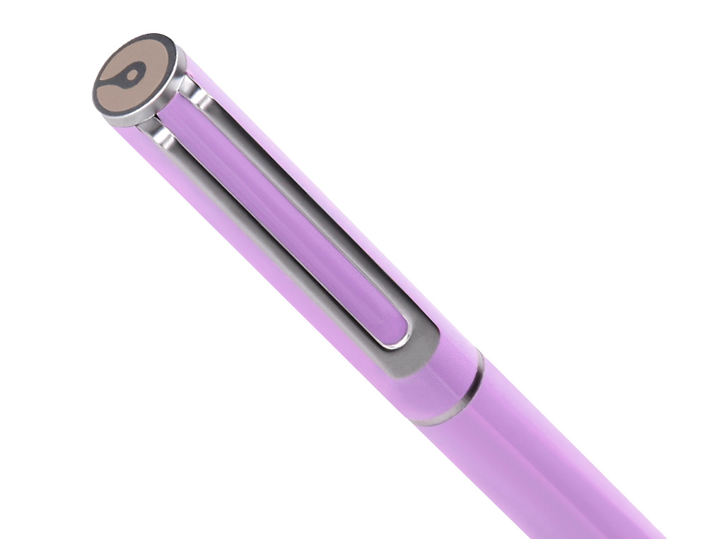 PARURE STYLO-BILLE ET ROLLER BELIUS ENDLESS SUMMER ALUMINIUM ATRIBUTS ARGENT ENCRE BLEUE COLORIS MAUVE COFFRET CADEAU