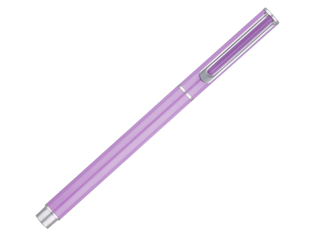 PARURE STYLO-BILLE ET ROLLER BELIUS ENDLESS SUMMER ALUMINIUM ATRIBUTS ARGENT ENCRE BLEUE COLORIS MAUVE COFFRET CADEAU