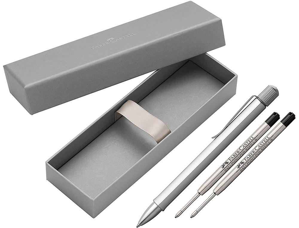 STYLO-BILLE FABER CASTELL HEXO ALUMINIUM ARGENT