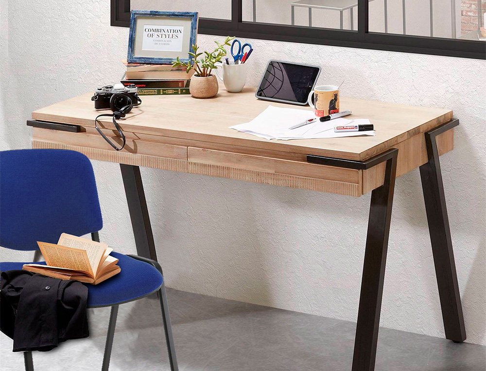 CHAISE VISITEUR MT INTERNATIONAL PIED NOIR BLEU