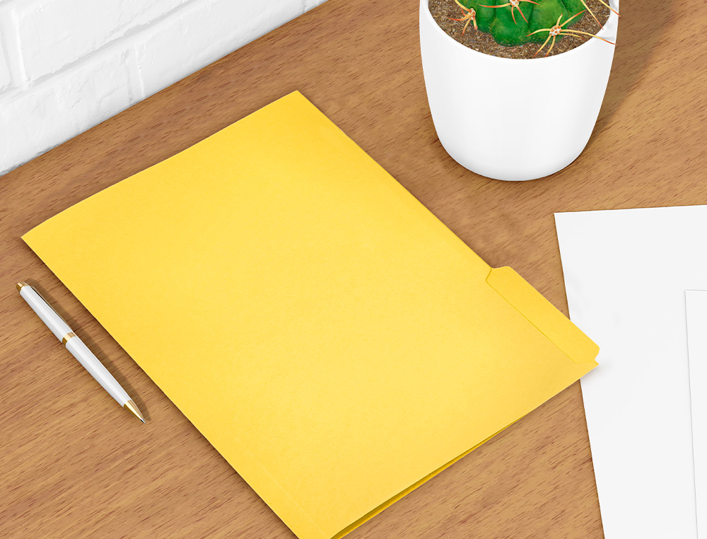 SOUS-CHEMISE LIDERPAPEL PAPIER CARTONNE 240G/M2 DOCUMENT A4 ONGLET INFERIEUR COLORIS JAUNE