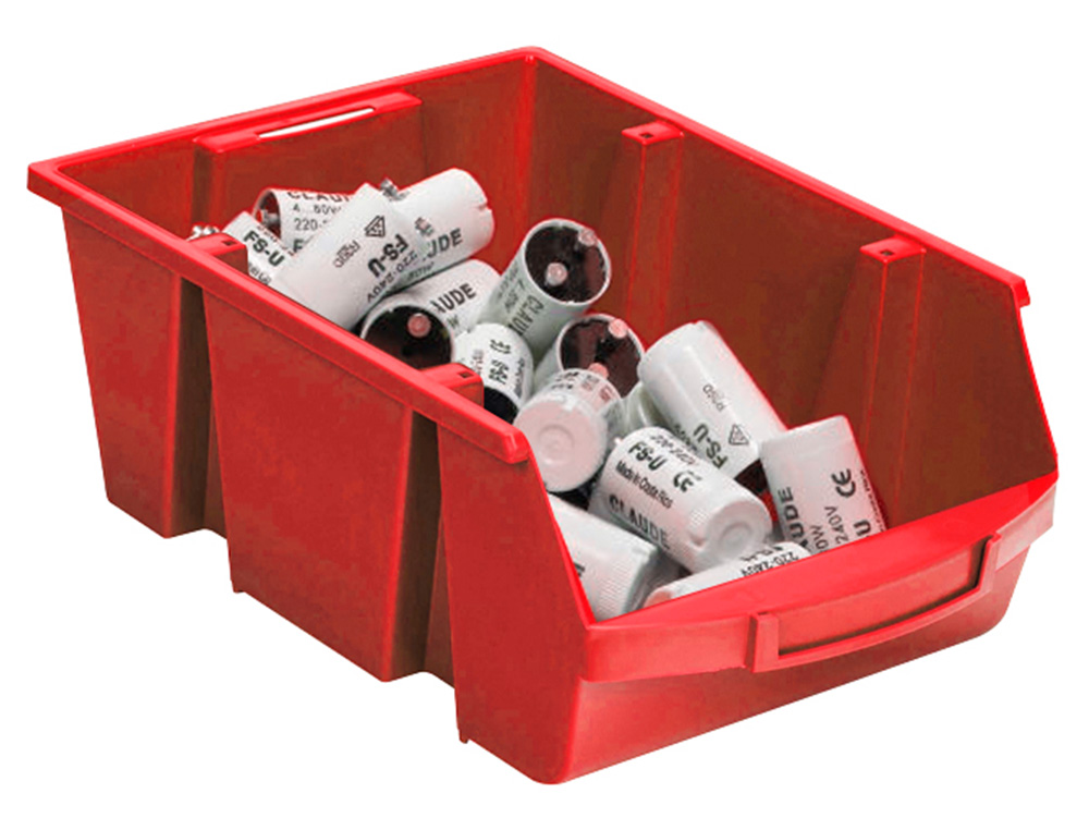 BAC A BEC VISO POLYPROPYLENE EMPILABLE RESISTANT GRANDE    OUVERTURE PORTE-ETIQUETTE     45,5X30X17,5CM 28L ROUGE