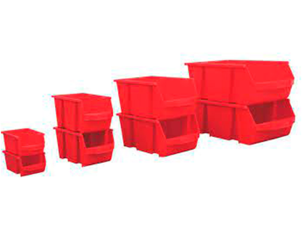 BAC A BEC VISO POLYPROPYLENE EMPILABLE RESISTANT GRANDE    OUVERTURE PORTE-ETIQUETTE     45,5X30X17,5CM 28L ROUGE