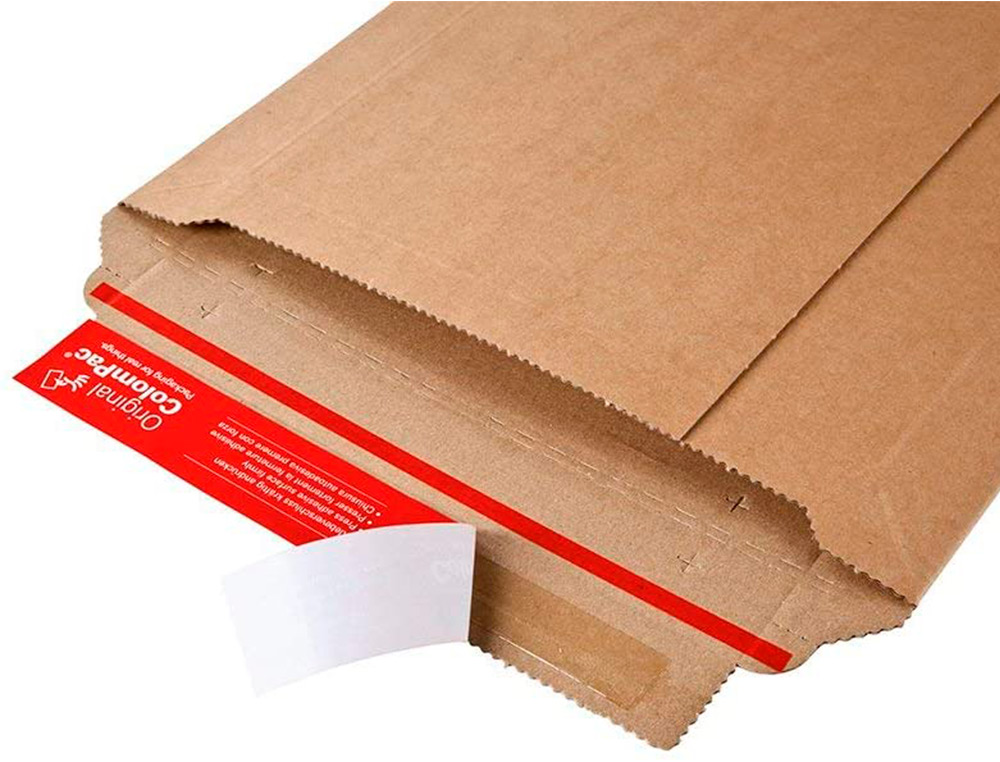 POCHETTE EXPEDITION COLOMPAC CARTON ONDULE BANDE ADHESIVE 215X300X50MM