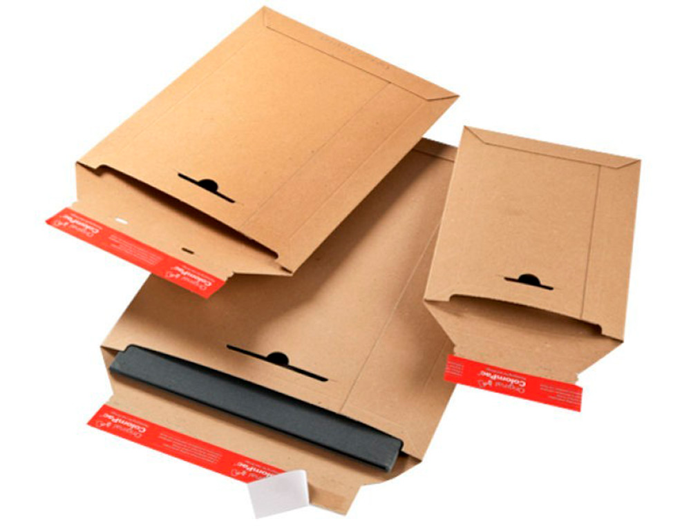 POCHETTE EXPEDITION COLOMPAC CARTON ONDULE BANDE ADHESIVE 215X300X50MM