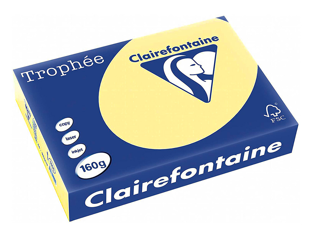 PAPIER CLAIREFONTAINE MULTIFONCTION LASER COULEUR TROPHE A4 160G/M2 JONQUILLE PARFAITE OPACITE PAQUET 250