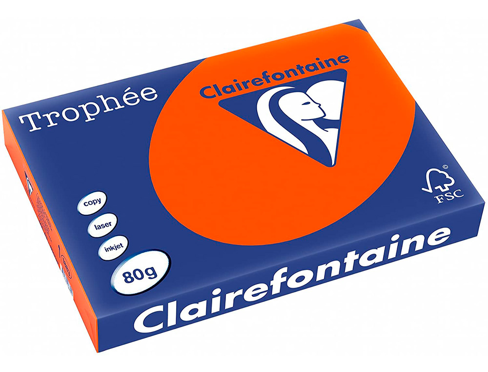 PAPIER CLAIREFONTAINE MULTIFONCTION LASER COULEUR TROPHE A3 80G/M2 ROUGE CARDINAL PARFAITE OPACITE