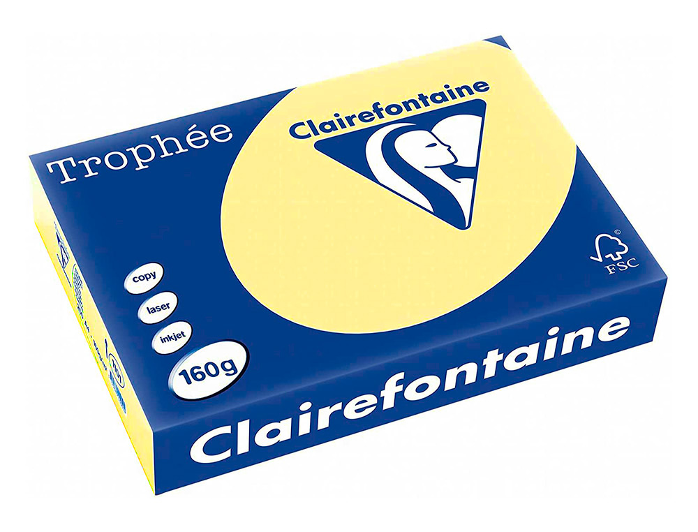 PAPIER CLAIREFONTAINE MULTIFONCTION LASER COULEUR TROPHE A3 160G/M2 JONQUILLE PARFAITE OPACITE PAQUET 250
