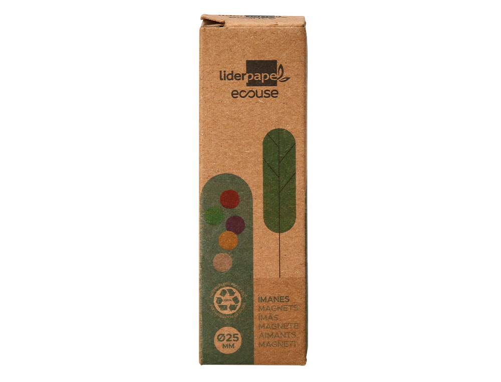 AIMANT LIDERPAPEL ECOUSE PP 25MM POUR TABLEAUX            MAGNETIQUES COLORIS ASSORTIS  BOITE 10 UNITES
