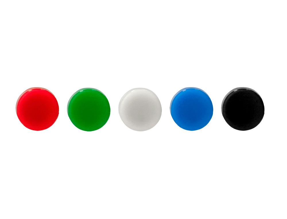 AIMANT LIDERPAPEL ECOUSE PP 25MM POUR TABLEAUX            MAGNETIQUES COLORIS ASSORTIS  BOITE 10 UNITES