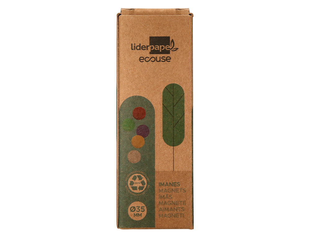 AIMANT LIDERPAPEL ECOUSE PP 35MM POUR TABLEAUX            MAGNETIQUES COLORIS ASSORTIS  BOITE 10 UNITES