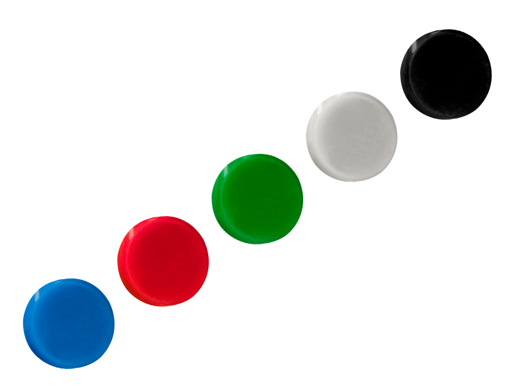 AIMANT LIDERPAPEL ECOUSE PP 35MM POUR TABLEAUX            MAGNETIQUES COLORIS ASSORTIS  BOITE 10 UNITES