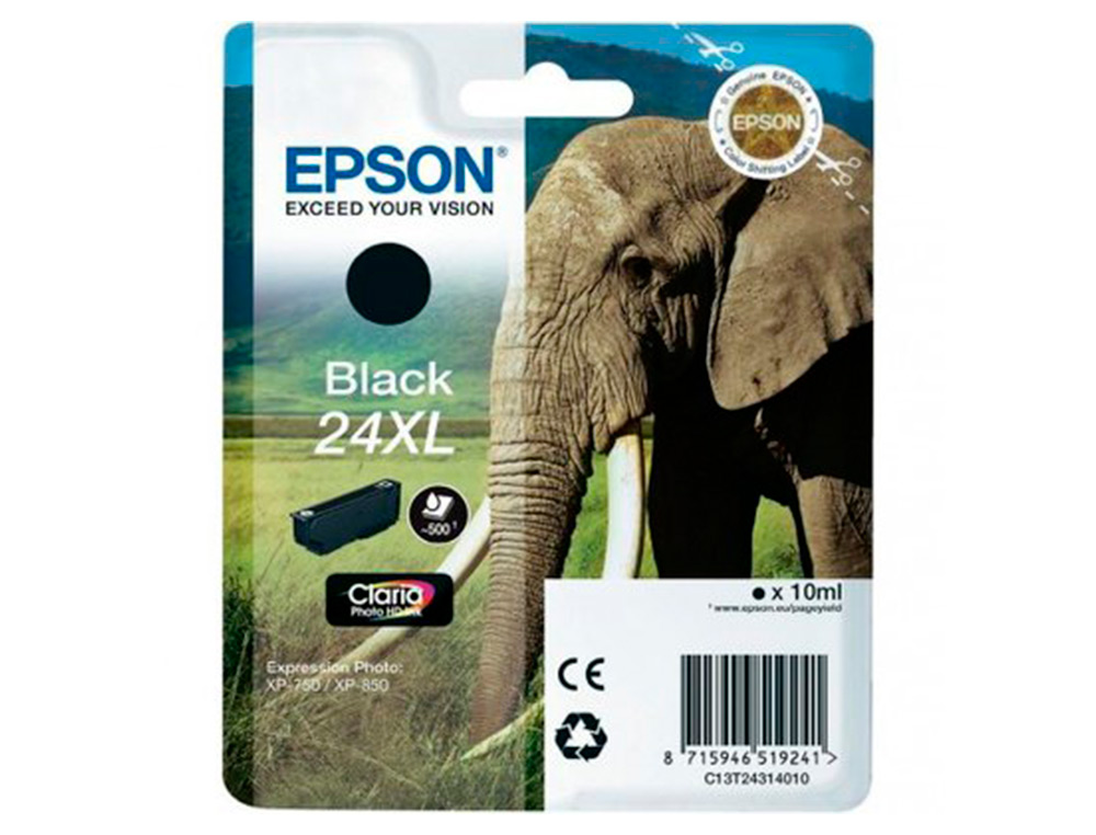 CARTOUCHE ENCRE EPSON CLARIA PHOTO HD INK 24XL EXPRESSION PHOTO XP-760/950 NOIR