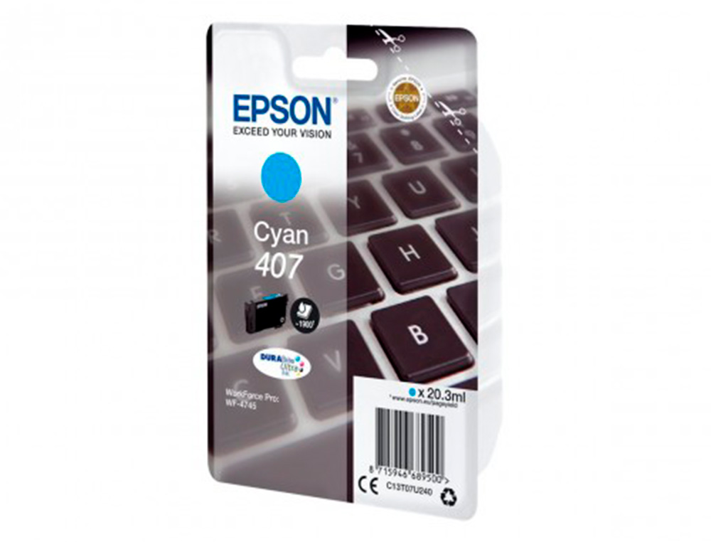 CARTOUCHE EPSON JET D'ENCRE 407  CLAVIER COULEUR CYAN     1,9K