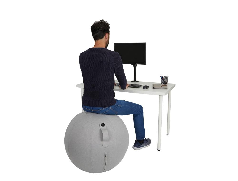 BALLON D'ASSISE ALBA ERGONOMIQUE PVC ET TISSU      POLYESTER GRIS