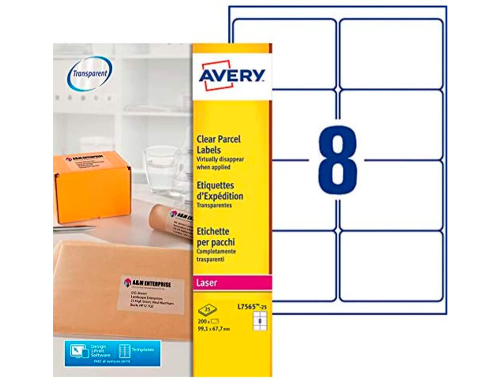ETIQUETTE AUTOCOLLANTE AVERY EXPEDITION LASER              TRANSPARENT99,1 X 67,7 MM     BOITE DE 200
