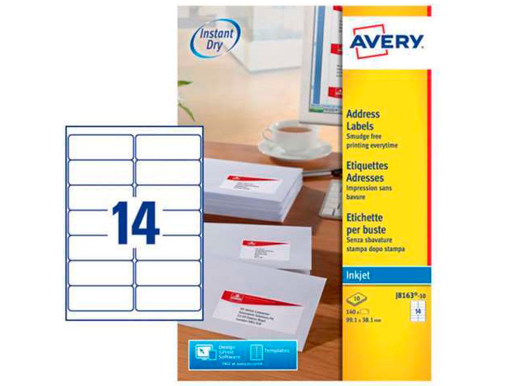 ETIQUETTE AUTOCOLLANTE AVERY ADRESSE RECYCLEE LASER BLANC  99,1 X 38,1MM BOITE DE 210
