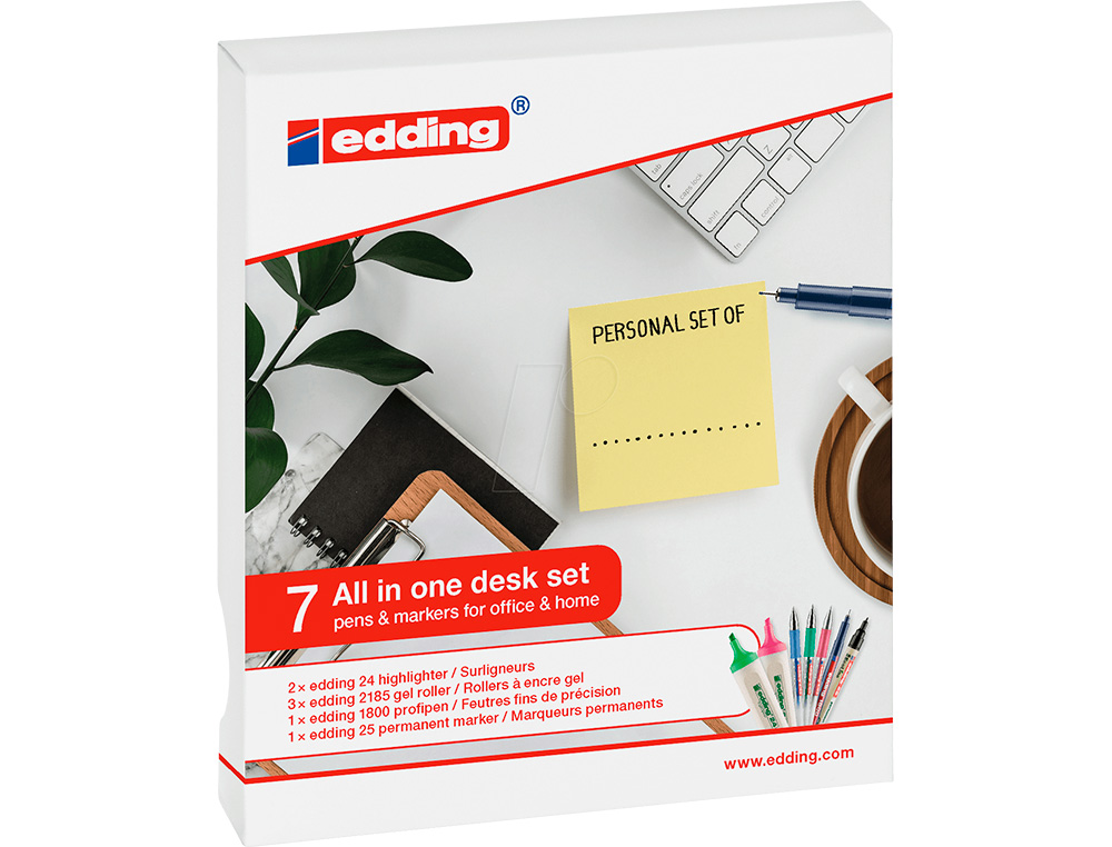 ETUI EDDING 7 STYLOS ASSORTIS 1 FEUTRE FIN, 3 STYLOS GEL , 1 MARQUEUR INDELIBLE ET 2 SURLIGNEURS