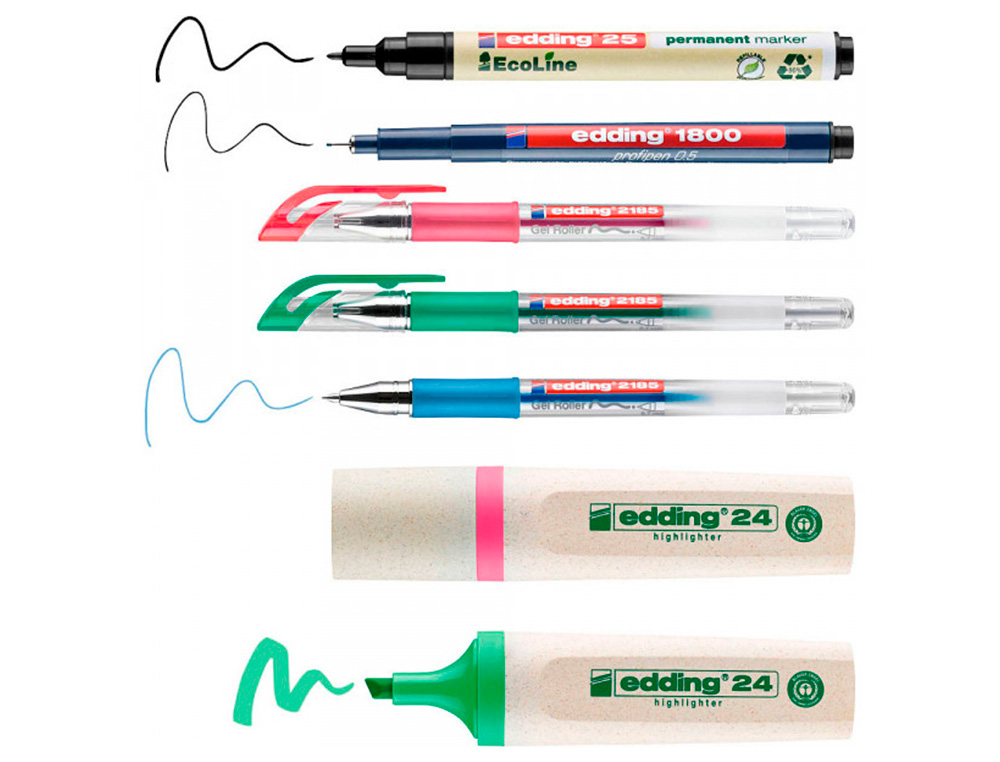 ETUI EDDING 7 STYLOS ASSORTIS 1 FEUTRE FIN, 3 STYLOS GEL , 1 MARQUEUR INDELIBLE ET 2 SURLIGNEURS