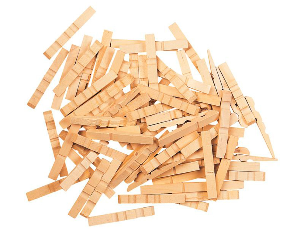 PINCE EN BOIS COLORIS NATUREL 48X7MM SACHET DE 48 UNITES