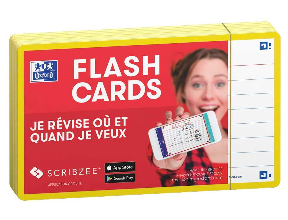 FICHES BRISTOL OXFORD FLASH 2.0 75X125MM 32 FICHES/FILM   L7MM CADRE JAUNE