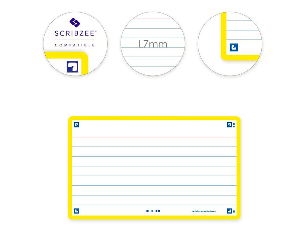 FICHES BRISTOL OXFORD FLASH 2.0 75X125MM 32 FICHES/FILM   L7MM CADRE JAUNE