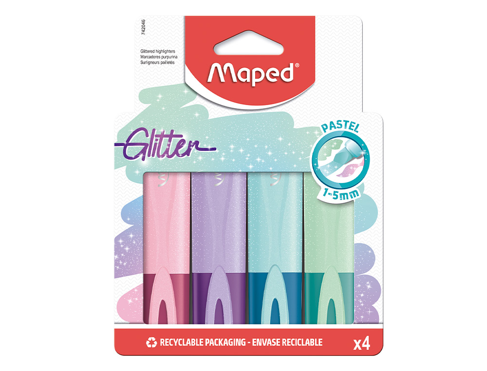 SURLIGNEURS MAPED FLUO'PEPS CLASSIC GLITTER  POCHETTE DE  4