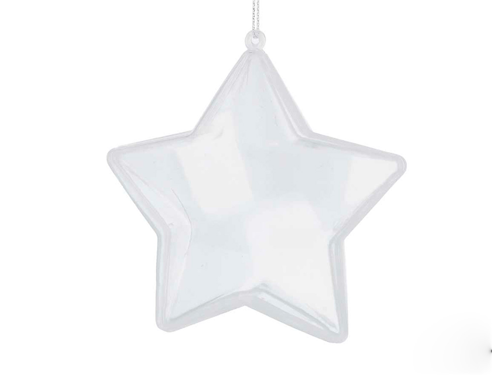 ETOILE PLASTIQUE TRANSPARENT 2 PARTS 8 CM FERMETURE PAR    PRESSION