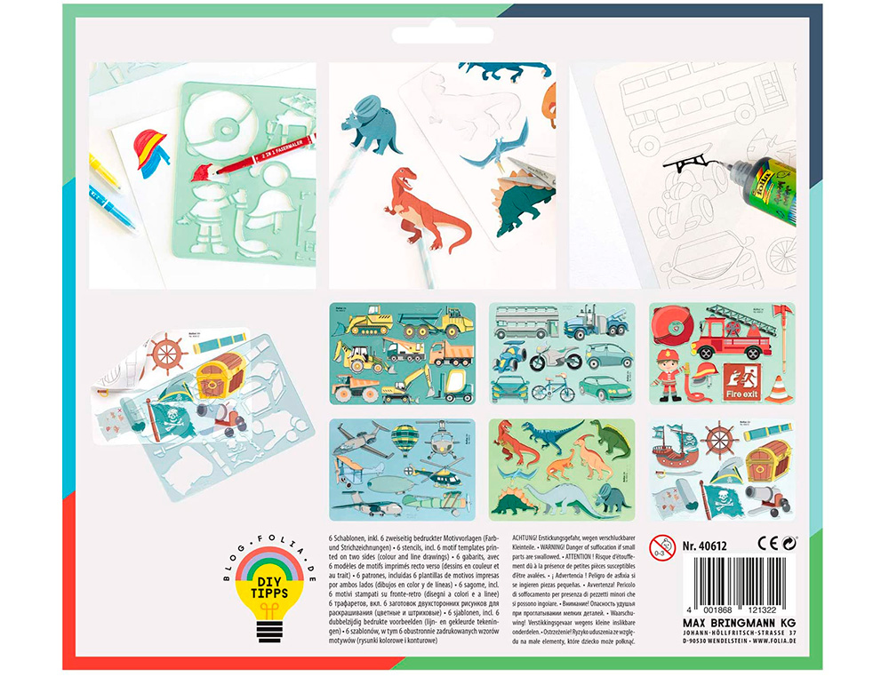 LIVRE POCHOIR ADVENTURE AVEC MODELE DE DESSIN X6