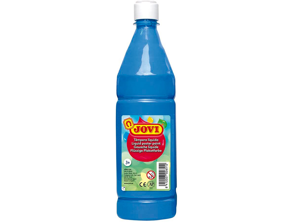 GOUACHE JOVI LIQUIDE BOUTEILLE 1000 ML. BLEU CYAN.