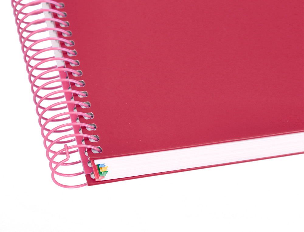 CAHIER SPIRALE ANTARTIK A4 240P 100G REMBORDE 5X5MM      MICROPERFORE 5 BANDES 4 TROUS COLORIS FRAMBOISE