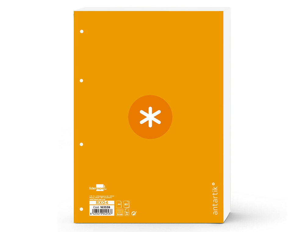 FEUILLET MOBILE ANTARTIK A4 80FEUILLES 90G QUADRILLAGE 5MM 4 TROUS BORD COLORIS JAUNE