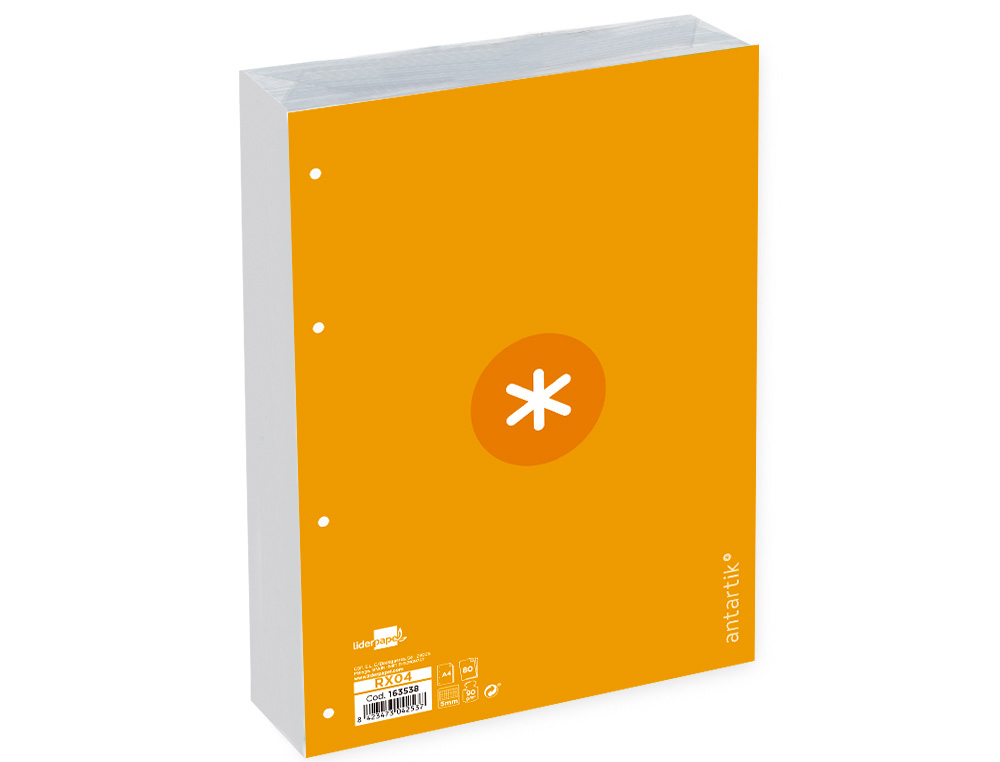 FEUILLET MOBILE ANTARTIK A4 80FEUILLES 90G QUADRILLAGE 5MM 4 TROUS BORD COLORIS JAUNE