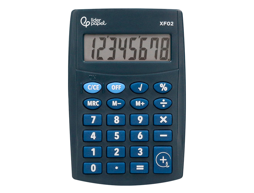 CALCULATRICE DE POCHE LIDERPAPEL XF02 8 CHIFFRES    AVEC PILE 99X64X9 MM COLORIS  BLEU