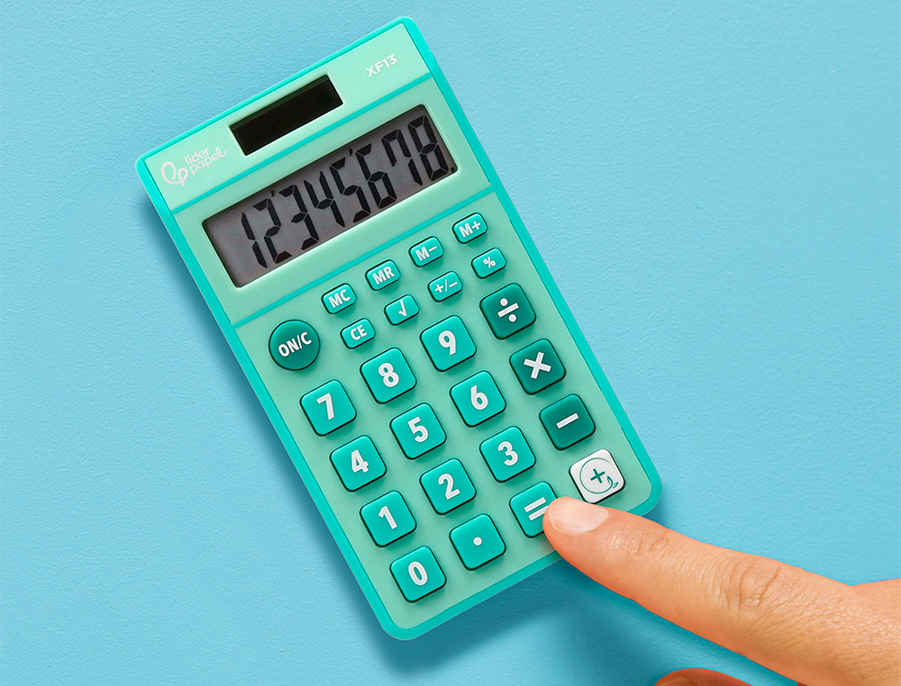 CALCULATRICE DE POCHE LIDERPAPEL XF13 8 CHIFFRES    SOLAIRE ET PILES 115X65X8 MM  COLORIS VERT