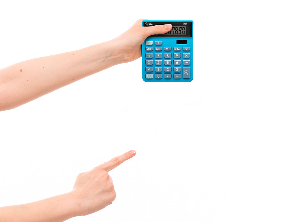 CALCULATRICE DE BUREAU LIDERPAPEL XF21 10 CHIFFRES   SOLAIRE ET PILES 127X105X24   MM COLORIS BLEU