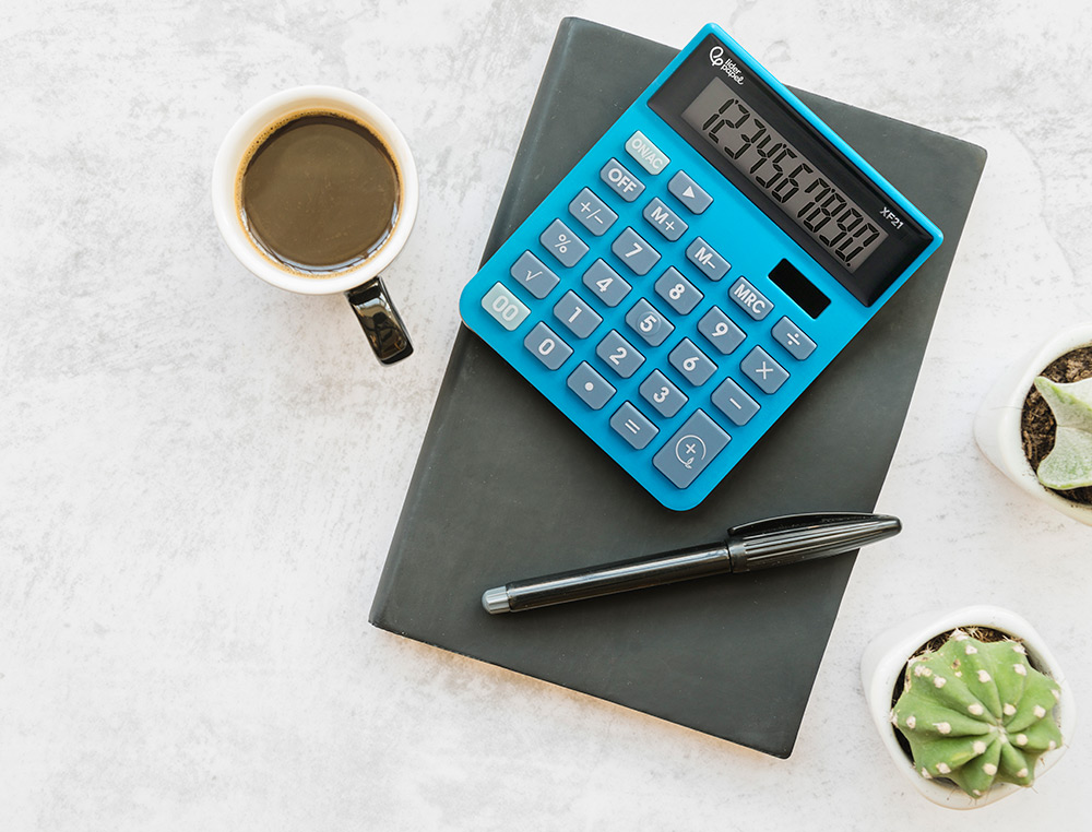 CALCULATRICE DE BUREAU LIDERPAPEL XF21 10 CHIFFRES   SOLAIRE ET PILES 127X105X24   MM COLORIS BLEU