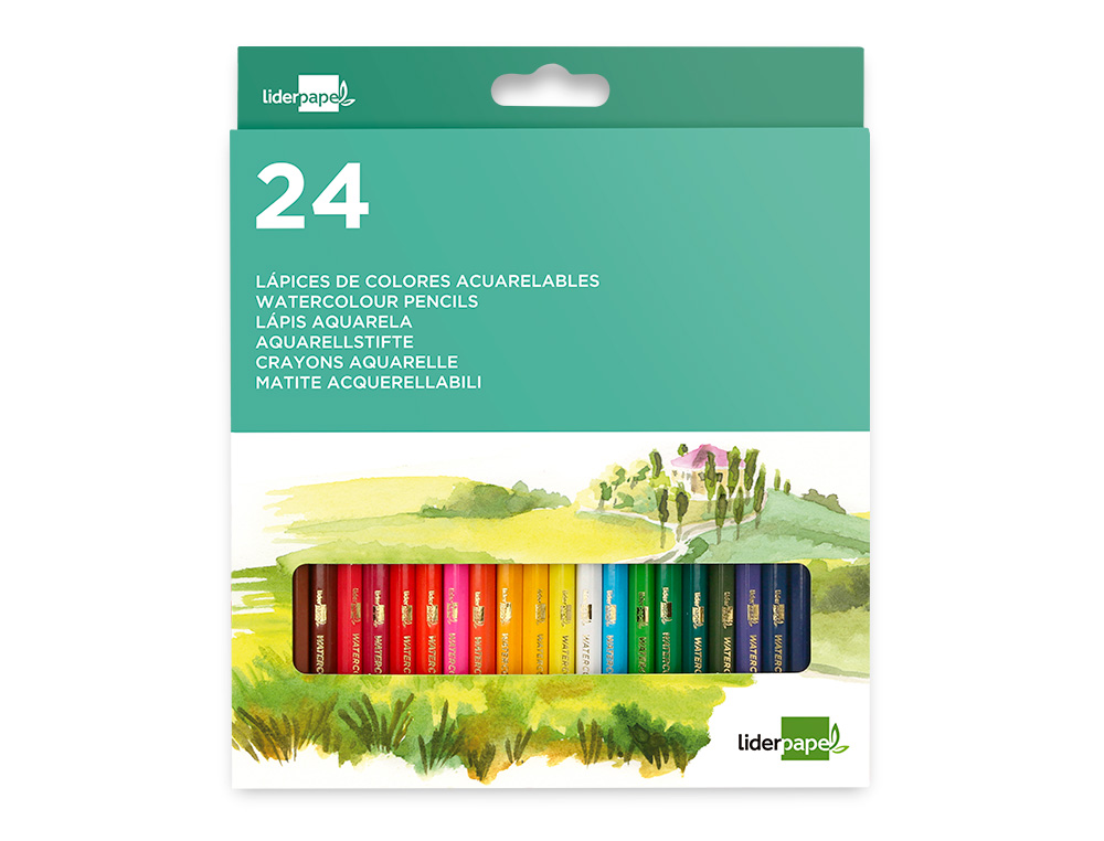 CRAYON COULEUR LIDERPAPEL AQUARELLABLE COLORIS ASSORTIS  TUI CARTON 24 UNIT S