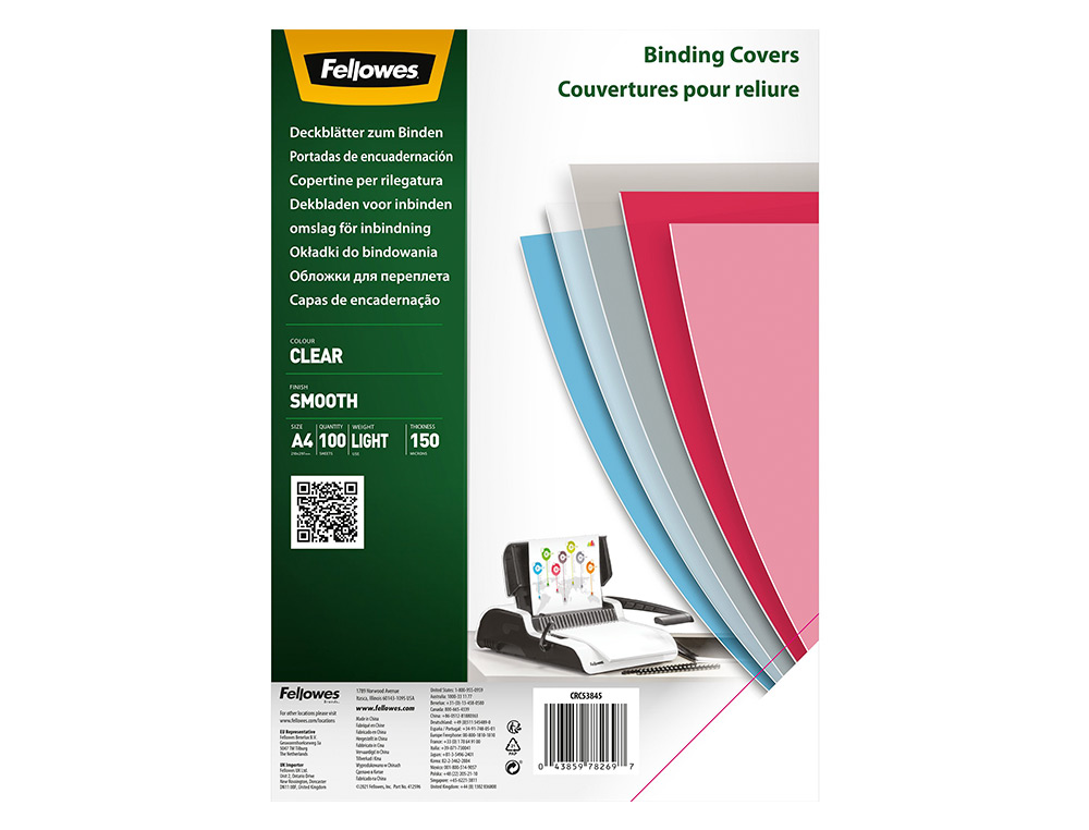 COUVERTURES FELLOWES TRANSPARENTE PVC 150 MICRA    PACK DE 100