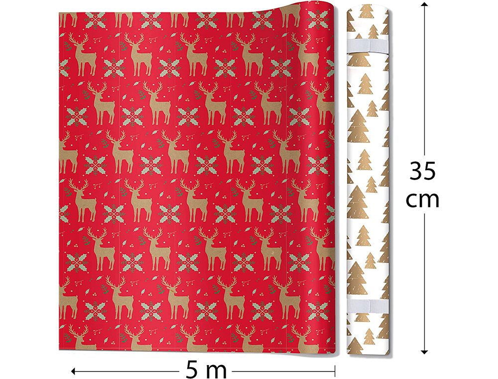 SET D'EMBALLAGE CADEAU NO L COMPOS DE 2 ROULEAUX TINY ROLLS 5MX35CM + 1 ROULEAU BOLDUC 20M + 10 TIQUETTES