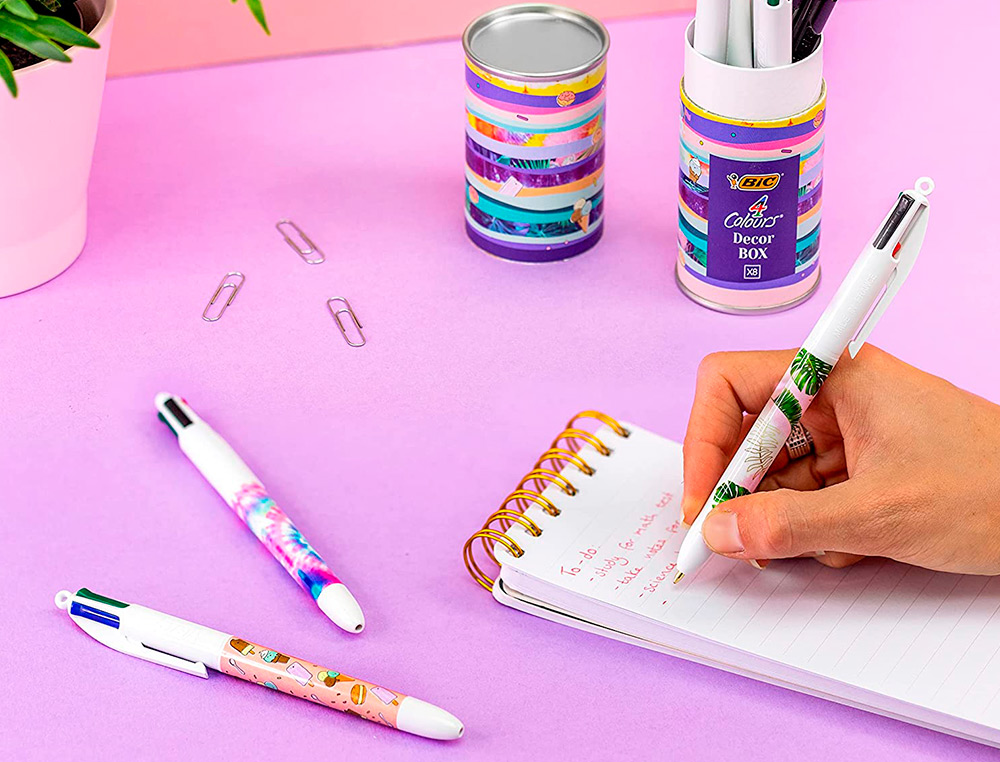 STYLO-BILLE BIC POINTE MOYENNE 1,0MM LOT DE 8 STYLOS COULEURS ASSORTIS BOITE       CADEAU