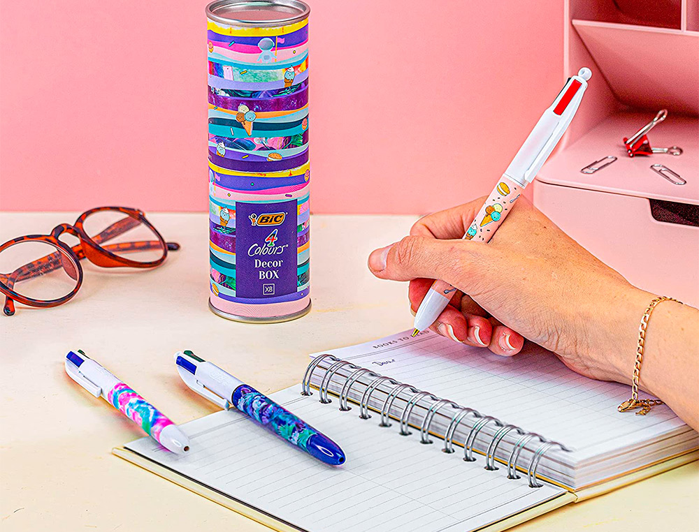 STYLO-BILLE BIC POINTE MOYENNE 1,0MM LOT DE 8 STYLOS COULEURS ASSORTIS BOITE       CADEAU