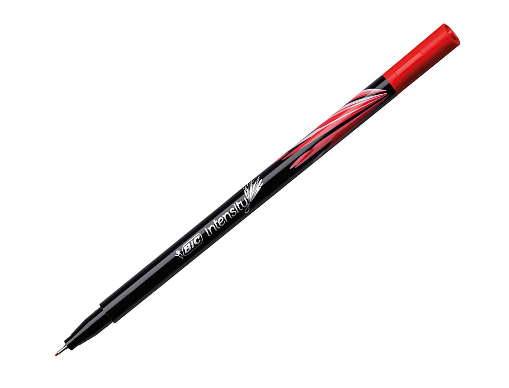 STYLO FEUTRE BIC INTENSITY POINTE FINE CORPS NOIR VERNI  COULEURS ROUGE LOT 12 UNITES