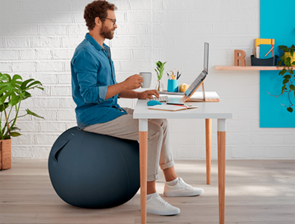 BALLON D'ASSISE ERGONOMIQUE LEITZ ERGO COSY ACTIVE GRIS 65CM DIAMETRE