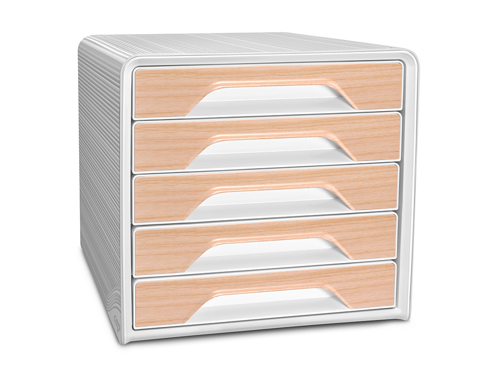 BLOC DE CLASSEMENT 5 TIROIRS SMOOVE FORMAT 24X32CM         SUPERPOSABLE BLANC / H TRE